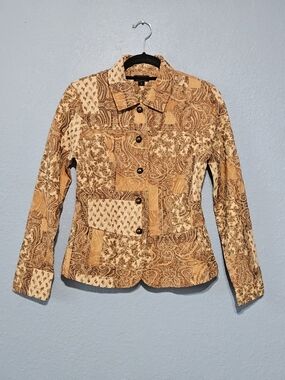Patchwork Paisley Button-Front Women's Jacket - Neutral Tones